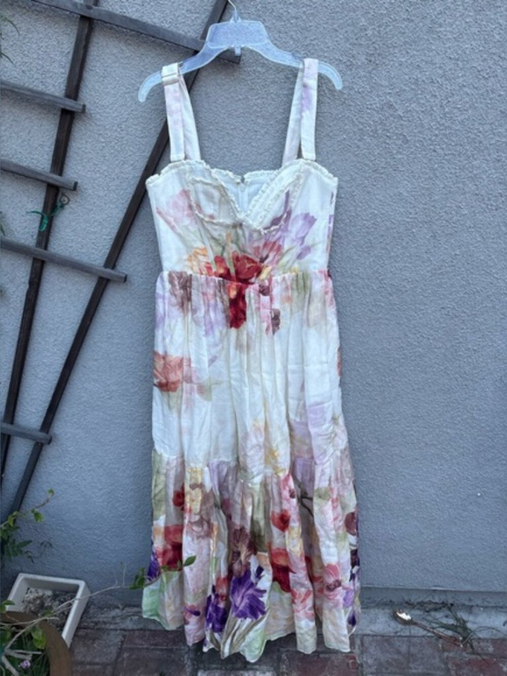 Leo Lin Rose Floral Bustier Dress Midi AUS 12 US 8 - Picture 4 of 12
